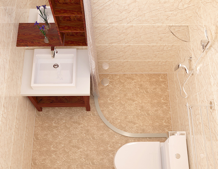 Snabbinstallerad modulärt badrum med inre paneler av PEC-hartsfiber