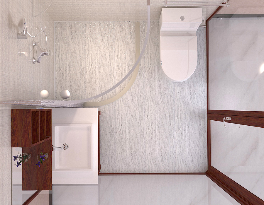 PEC Resin Fiber & RTM Base Apartment Modular Badrum med glasväggar